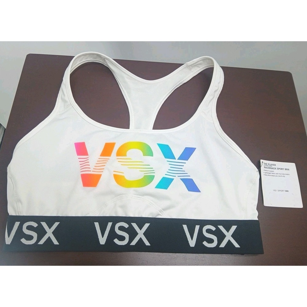 Victoria's Secret Vsx The Player Sports Bra  Razorback Rainbow Logo Size Large
